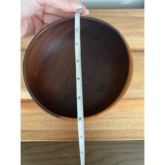 Vintage John May Hand Turned Teak Bowl Signed Jackson NH JL - Picture 6 of 7